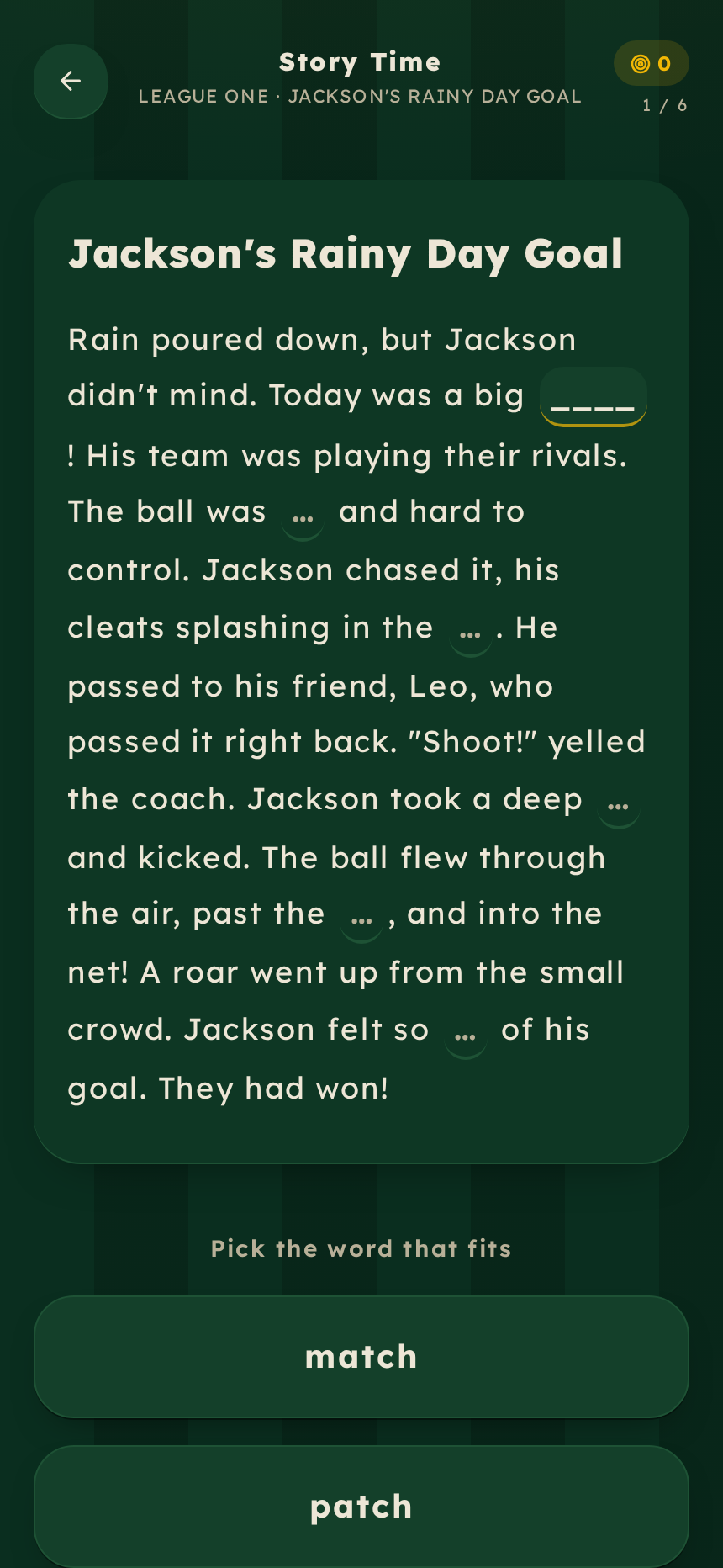Pick the word that fits — Jackson United